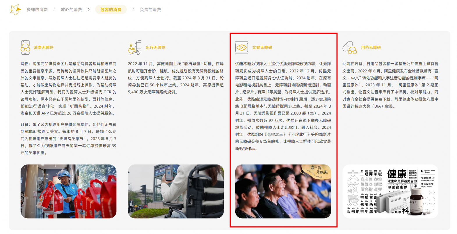 阿里巴巴ESG報告：2024財年優(yōu)酷無障礙劇場播放次數(shù)近百萬